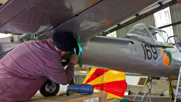 Andy completing an inspection on the tail section of ‘169’