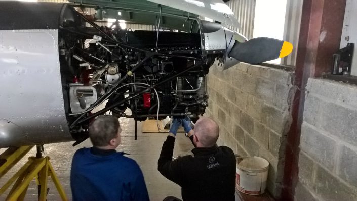 Ollie and Chris at work on the Gipsy engine